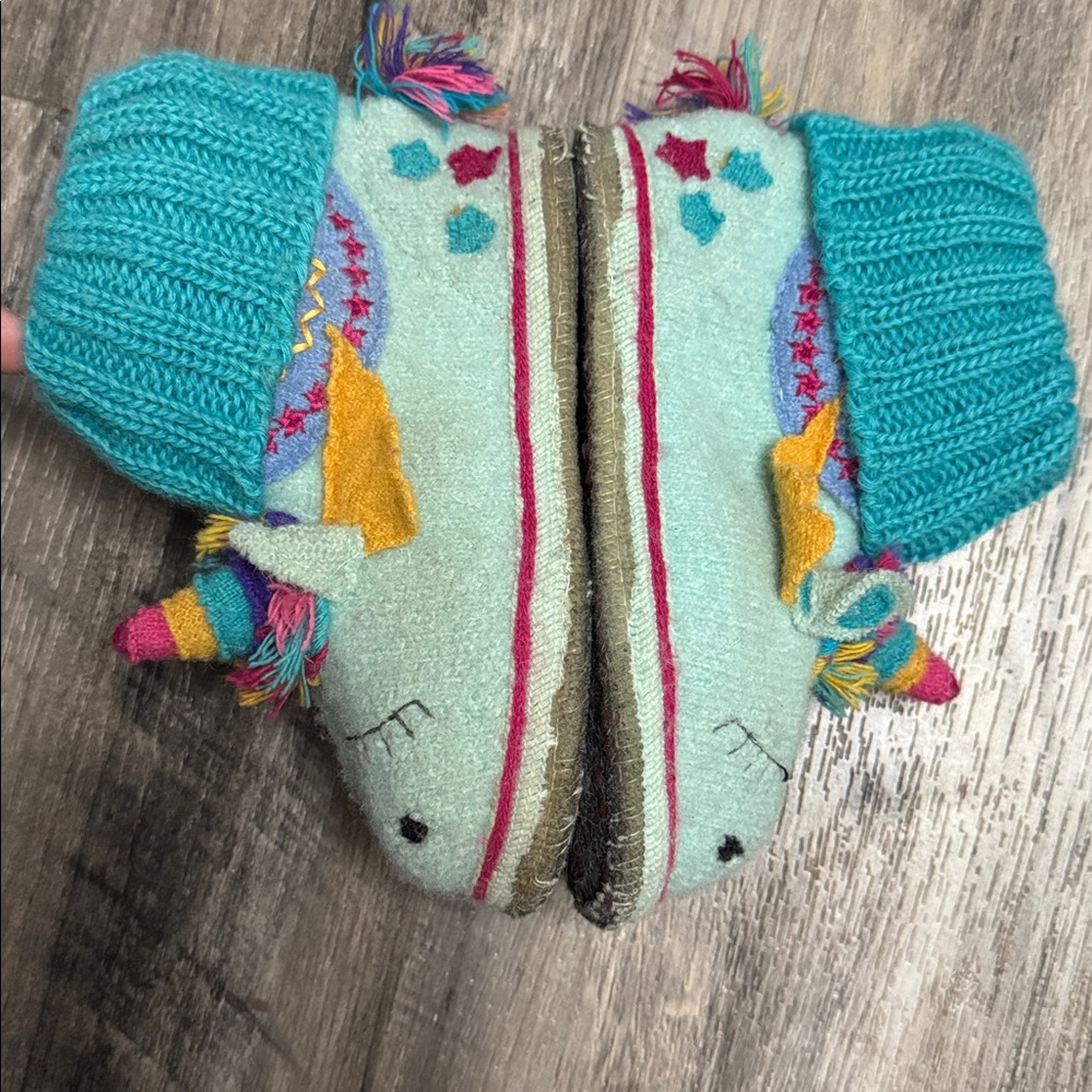 Garnet Hill Kids' Girl Unicorn Wool Slipper Boots Size 9 - Picture 4 of 7
